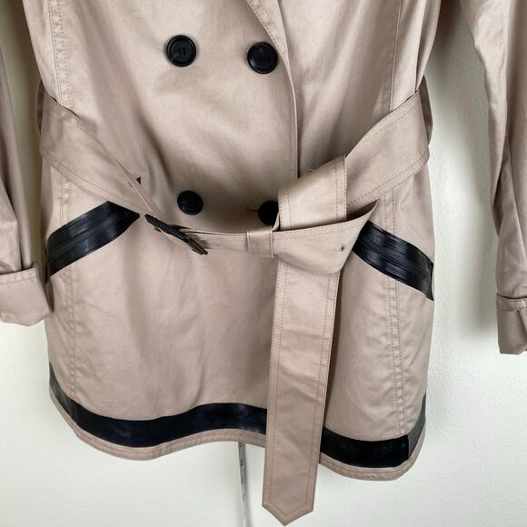 Theory Cliffa Jacket Size Small Khaki Double Breasted Trench Belted Cotton - Picture 7 of 14